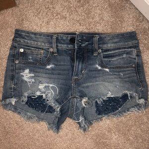 American Eagle destroyed denim shorts
